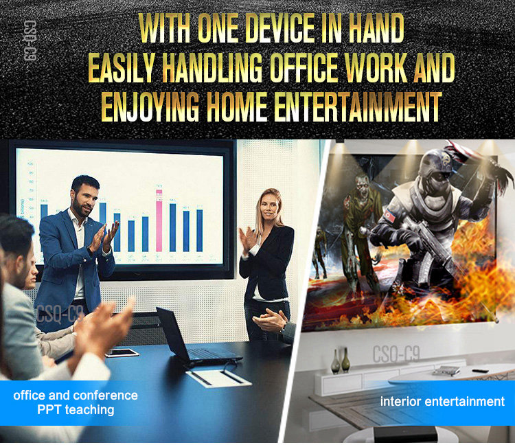 C9 DLP RK3328 Mini Pocket Projector 4K Android 2G/16G 2.4G/5G WiFi Bluetooth Eshare/Airplay/MiraCast - Black