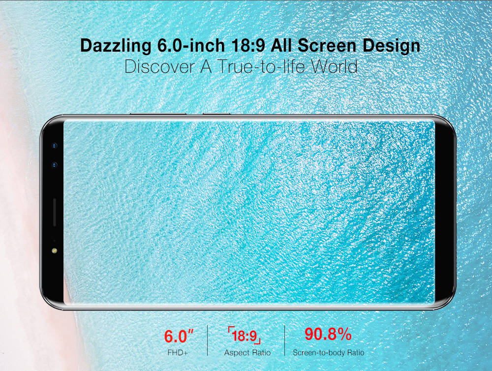 [HK Stock]Ulefone Power 3 6.0 Inch 4G LTE Smartphone 18:9 FHD Screen MT6763 Octa Core 2.0GHz 6GB 64GB Four Cameras Android 7.0 6080mAh Large Battery Fast Charge Face ID - Black