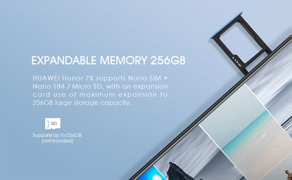 HUAWEI Honor 7X 5.93 Inch Smartphone 18:9 Full Screen 4GB 32GB Kirin 659 Octa Core Dual Rear Cam Android 7.0 Touch ID 3340mAh Battery Metal Body - Blue