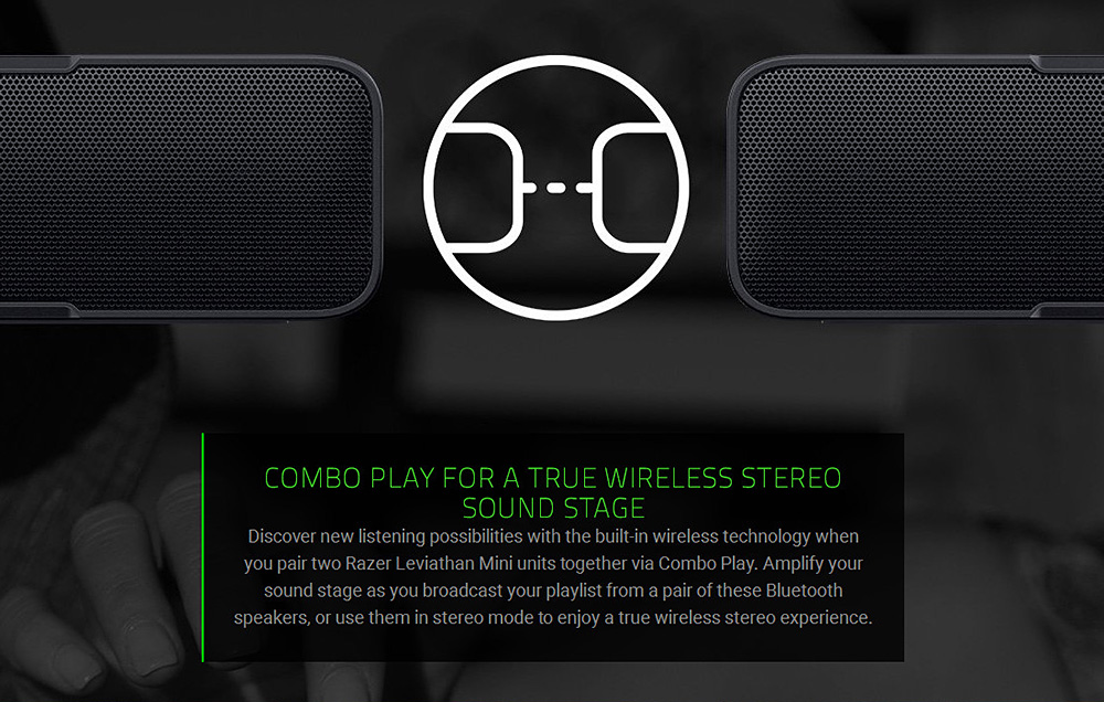 [HK Stock] Razer Leviathan Mini Bluetooth Speaker with Mic 10 Hour Battery Life and NFC Pairing - Black