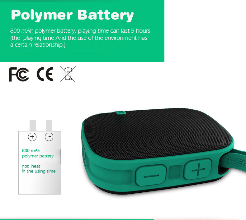 Remax RB-X2 Bluetooth Speaker with Mic FM Radio TF Port HD Music - Green