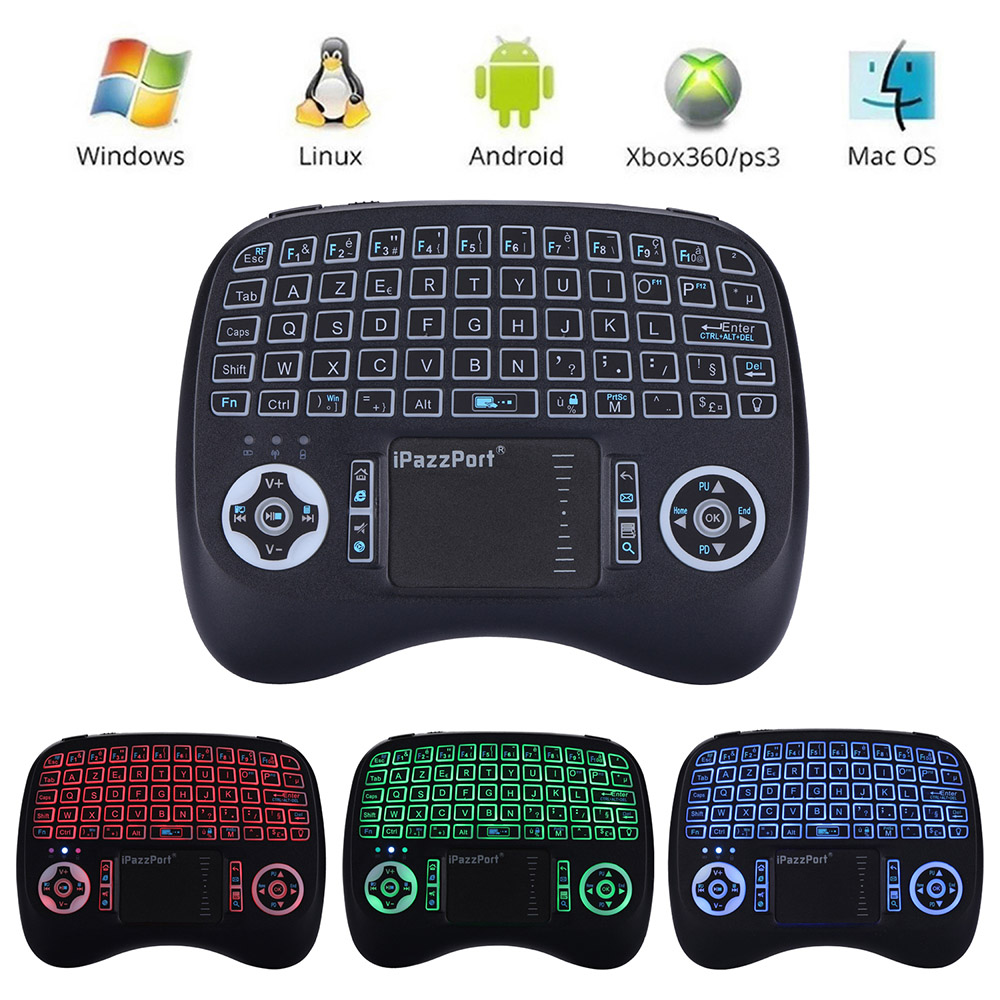 iPazzPort KP-810-21T-RGB 2.4G Wireless Keyboard French Version with RGB Backlight - Black