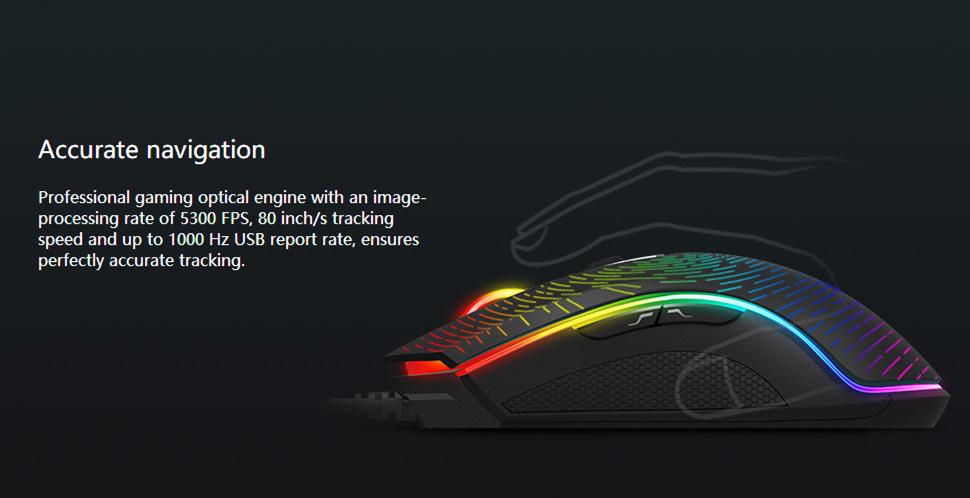 Rapoo V25S Wired Gaming Mouse LED Multi-color Backlight Accurate Navigation With Sided Buttons - Black