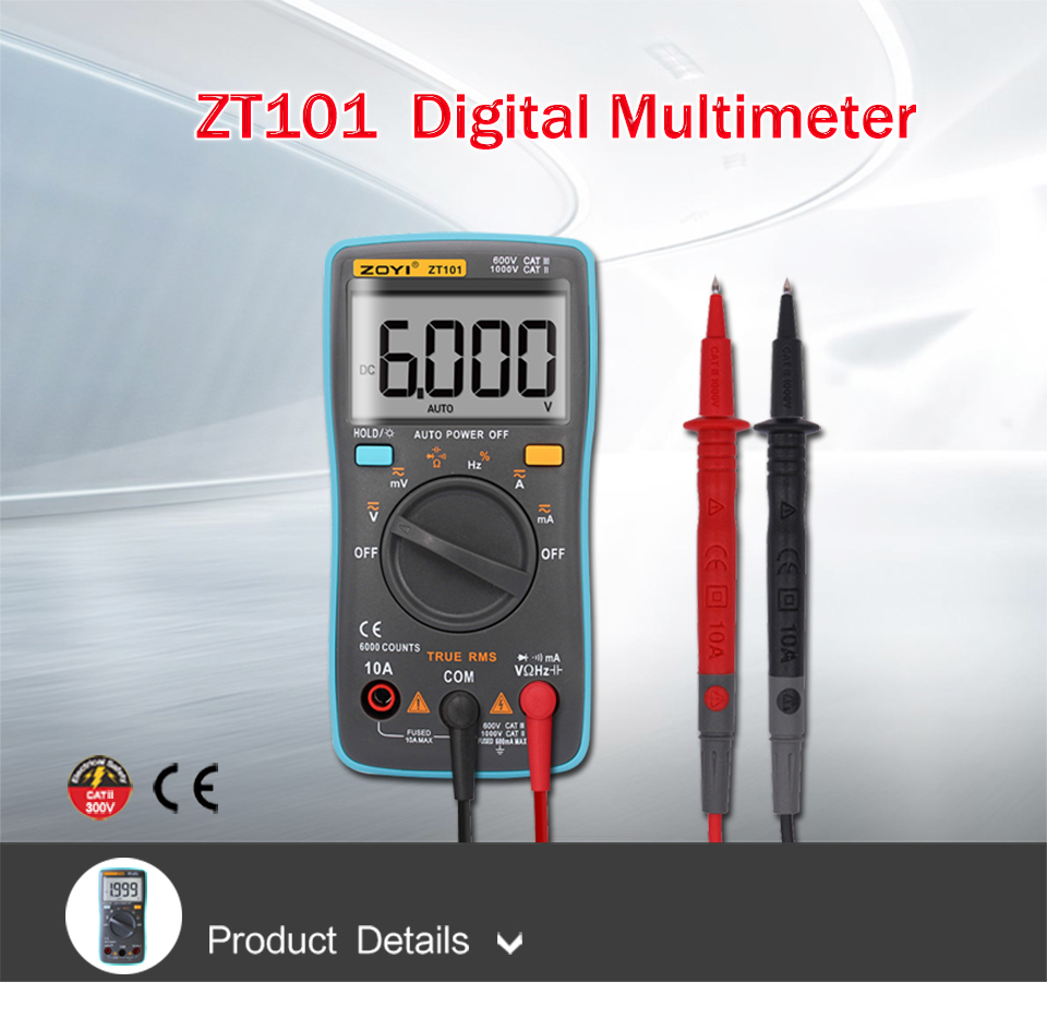 Zoyi ZT101 Multímetro Multímetro Digital Multímetro MultiFunccionamiento digital 