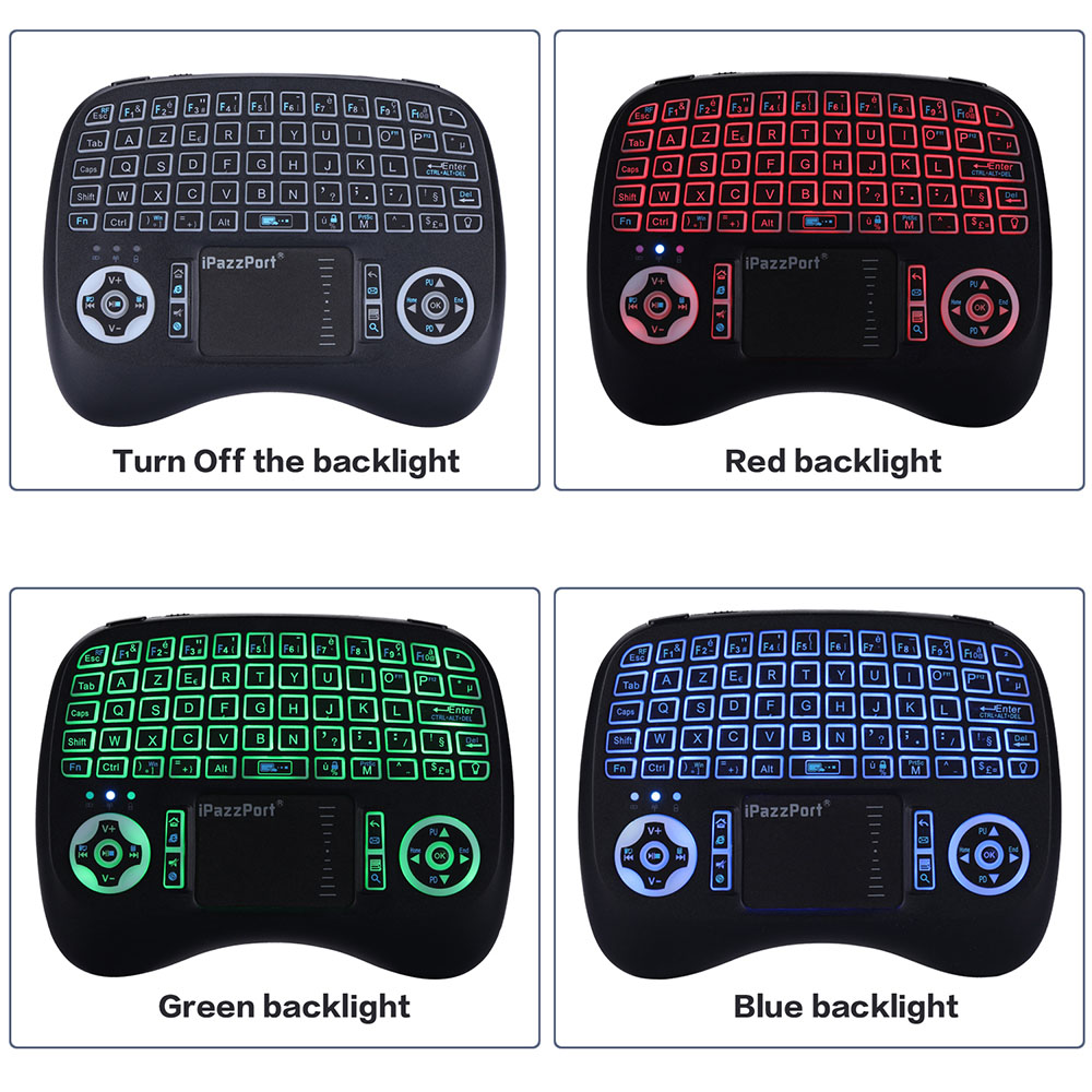 iPazzPort KP-810-21T-RGB 2.4G Wireless Keyboard French Version with RGB Backlight - Black