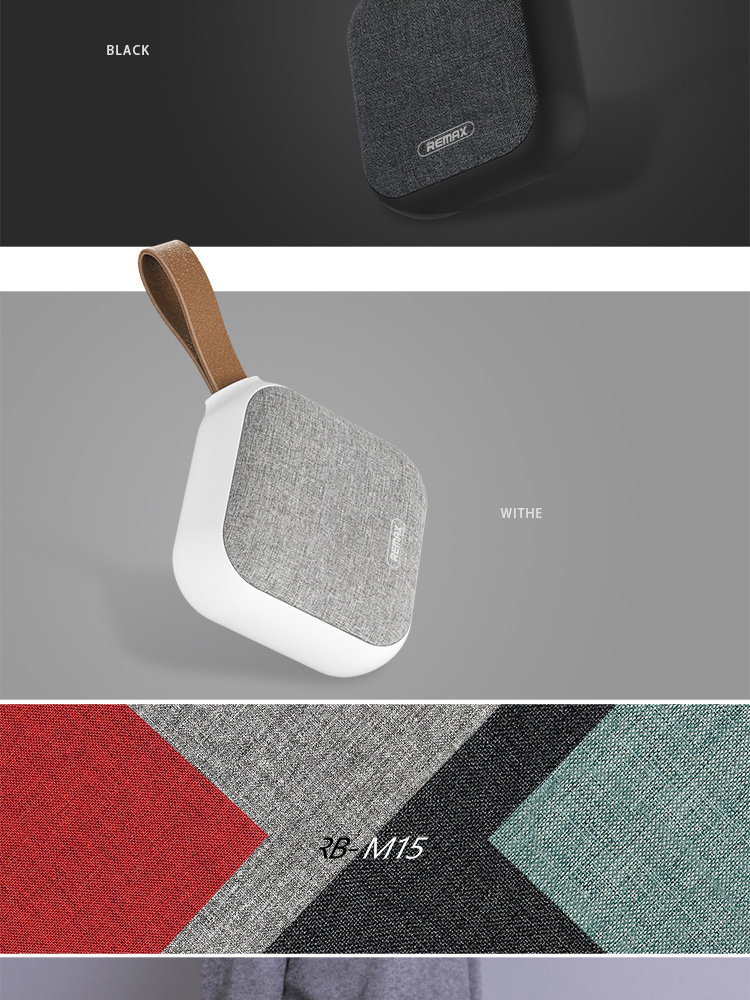 Remax RB-M15 Fabric Bluetooth Speaker HD/HiFi/NFC/TF 5W Bass Loudspeaker 3D Surround - Black