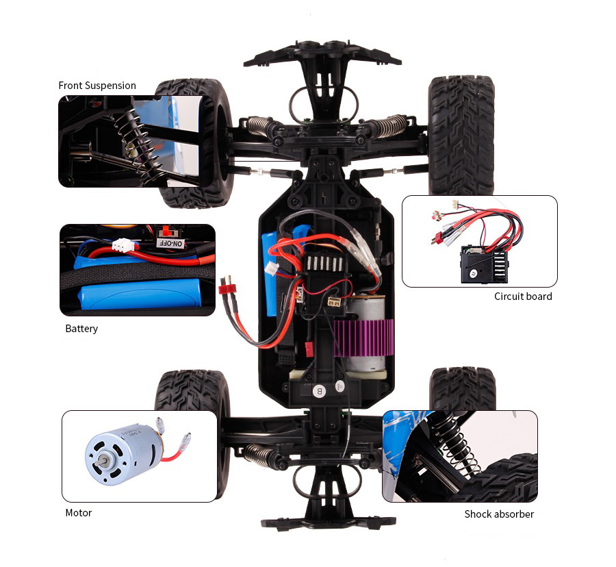 WLtoys 12402 1:12 2.4G 4WD Brushed High Speed Off-road RC Climbing Car RTR - Blue