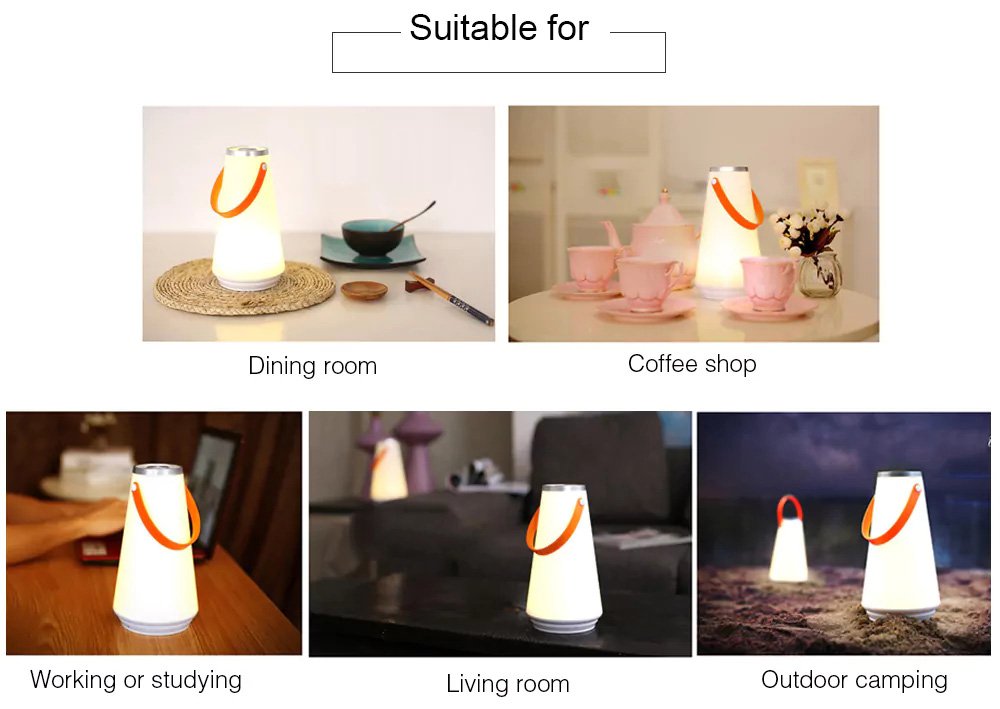 Portable LED Lantern Night Light with Soft Warm White Light Touch Sensor Control Built-in USB Rechargeable Battery -Whit