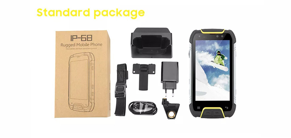 SNOPOW M10 5.0 Inch 4G LTE Smartphone IP68 Waterproof FHD 6GB 64GB MTK6757 Octa Core 16.0MP Camera Android 7.0 6500mAh Large Battery Fast Charge NFC- Yellow