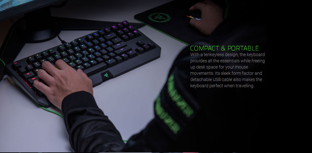 [HK Stock] Razer BlackWidow Tournament Edition Chroma V2 Wired Mechanical Gaming Keyboard RGB Tactile Clicky Razer Orange Switches - Black