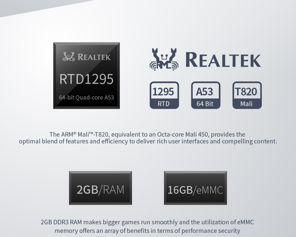 MELE H11 Realtek RTD1295 2GB/16GB 4K 3D Blu-ray Android Media Player 802.11ac WiFi Gigabit LAN Bluetooth SATA HDD Type-C USB3.0 HDMI - Black