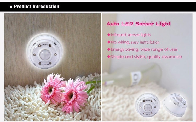 L0605 Infrared Human Body Induction Lamp Auto PIR 6 LEDs Light Night Light -White