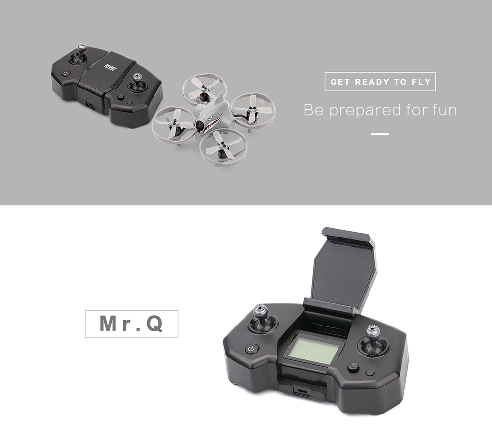 DYS Shark-Mako FPV Racing Drone 100mm F4 Flight Controller with 5.8G 40CH 25/200mW VTX Blheli_S 18A 4 In 1 ESC RTF-Gray