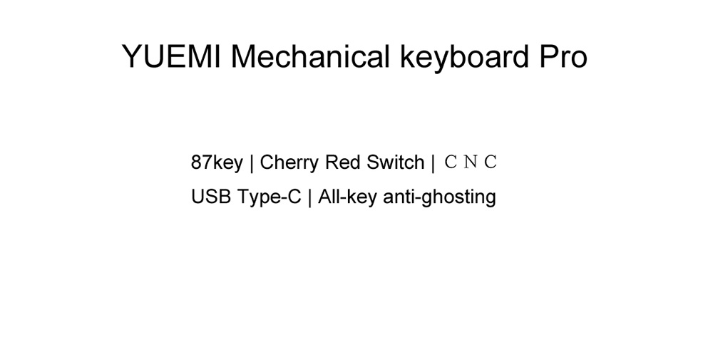 Original Xiaomi Yuemi Pro MK02 Wired Gaming Mechanical Keyboard With Cherry Red Switch 87 Keys - Black