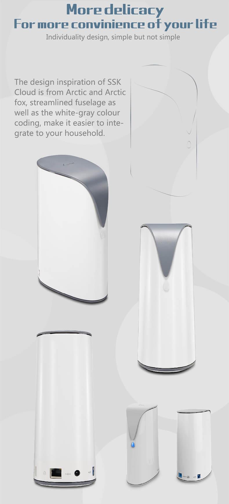 SSK SSM-F100 3TB Smart WIFI Home Cloud External Storage Hard Drive -US Plug