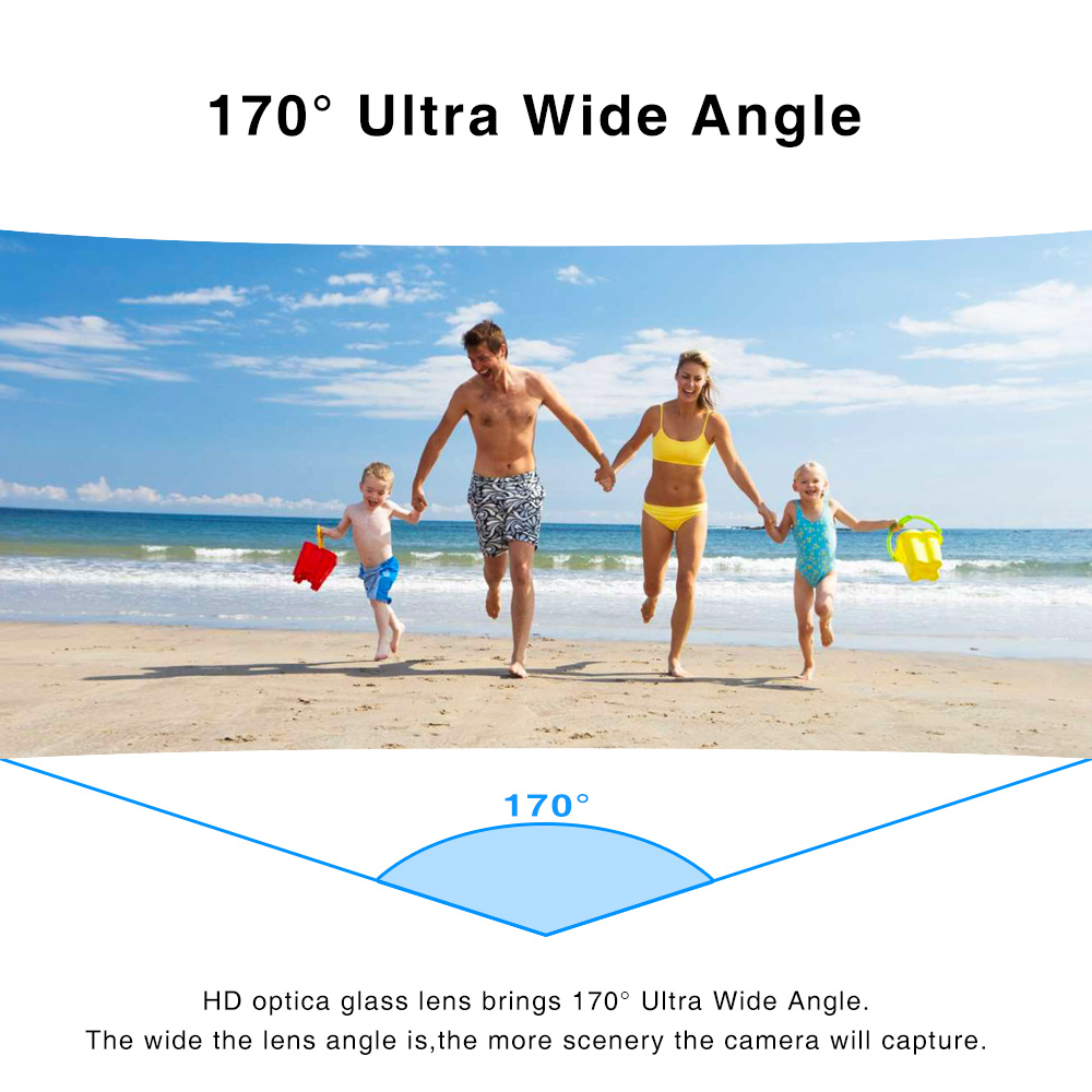 Virtoba Elite X iCatch SPCA6330M GC4603 2.0 Inch LCD Action Camera WiFi 1080P 30FPS 170 Degree Wide Angle Waterproof - Black