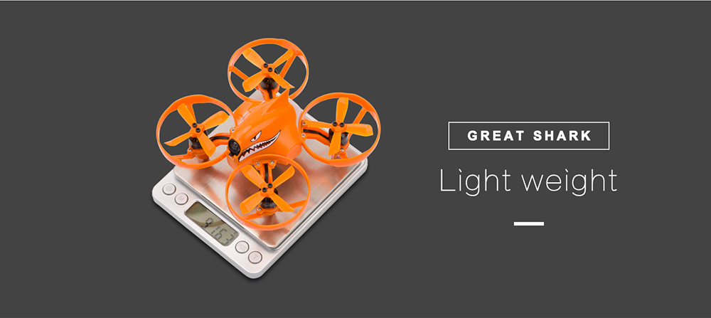 DYS Shark-Mako FPV Racing Drone 100mm F4 Flight Controller with 5.8G 40CH 25/200mW VTX Blheli_S 18A 4 In 1 ESC RTF-Gray