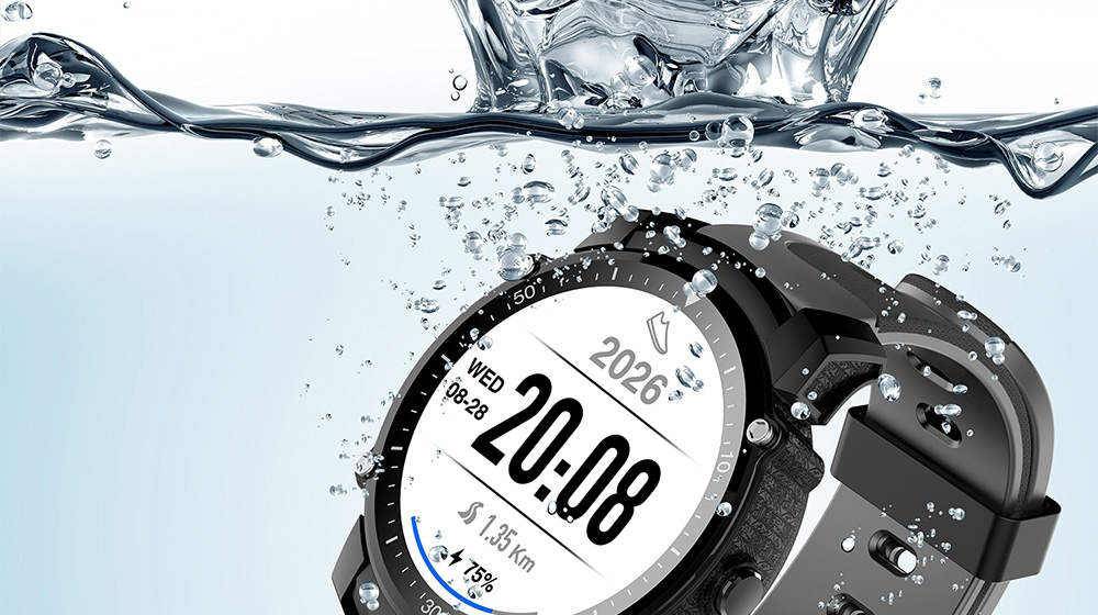 Makibes FS08 Smartwatch GPS Heart Rate Monitor MTK2503 Bluetooth IP68 Water Resistant Compatible with iOS Android  - Black+Gray