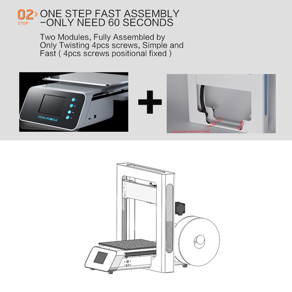 JGAURORA A3S DIY 3D Printer Fully Metal LCD Display Control - White