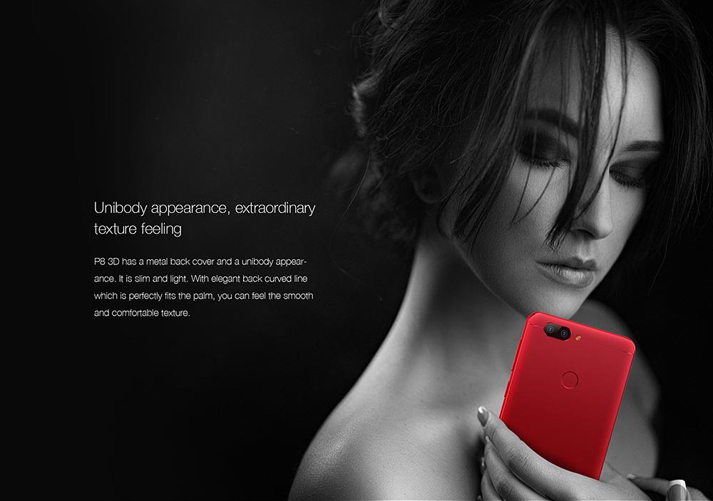 [HK Stock]Elephone P8 3D 5.5 Inch Smartphone Glasses-free 3D Screen 4GB 64GB Dual Rear Camera Octa Core Android 7.0 Touch ID 4050mAh Battery Metal Unibody - Red