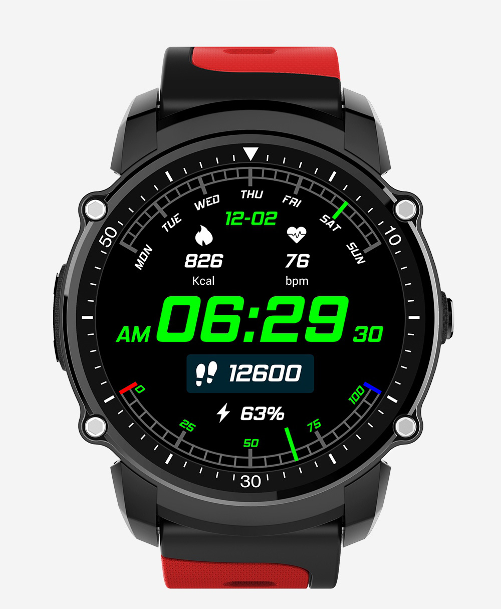 Makibes FS08 Smartwatch GPS Heart Rate Monitor MTK2503 Bluetooth IP68 Water Resistant Compatible with iOS Android  - Black+Red