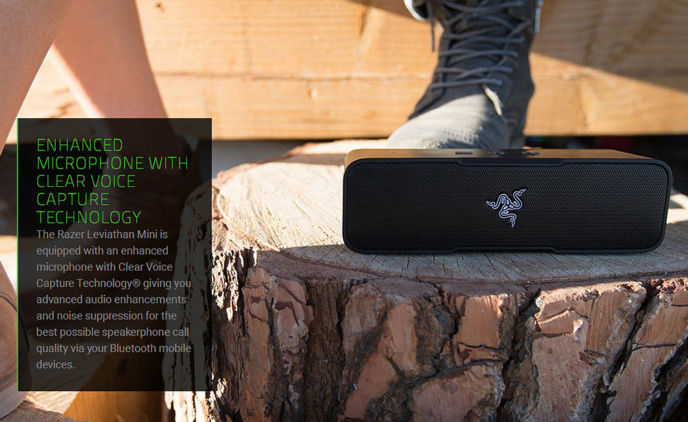 [HK Stock] Razer Leviathan Mini Bluetooth Speaker with Mic 10 Hour Battery Life and NFC Pairing - Black