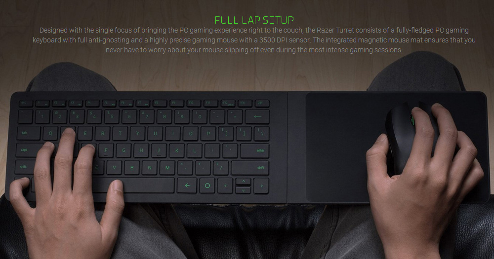 Razer Turret Wireless Bluetooth Mouse + Keyboard Kit Gaming Lapboard