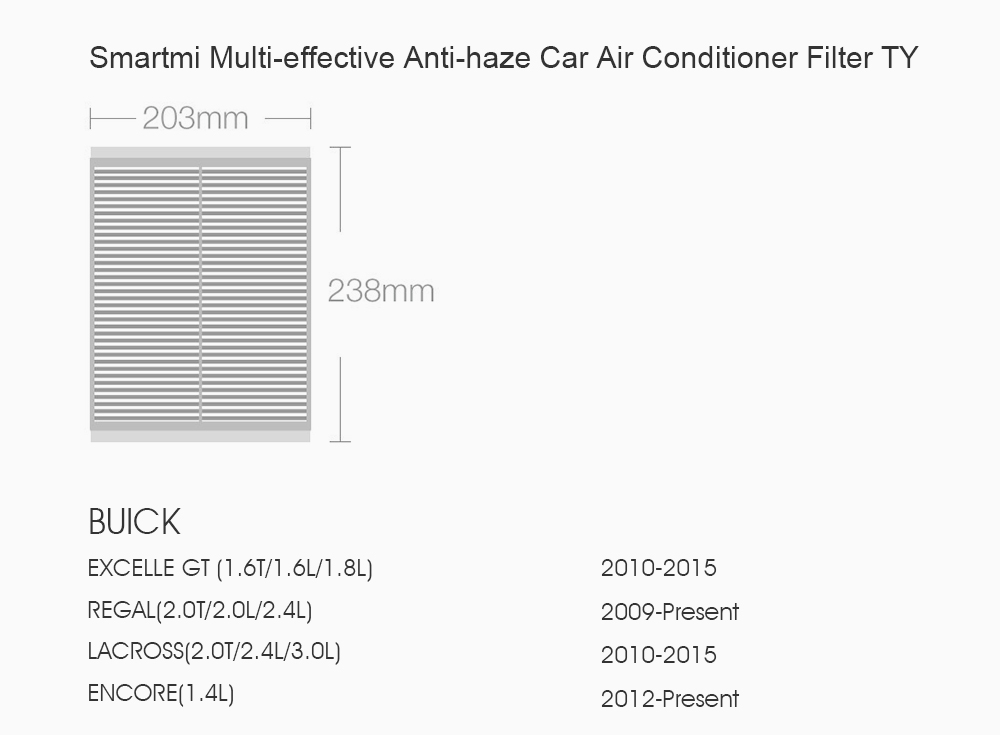 Xiaomi SmartMi Multi-effect Anti-haze Car Air Conditioner Filters For Volkswagen Series Filter PM2.5 2 PCS - White
