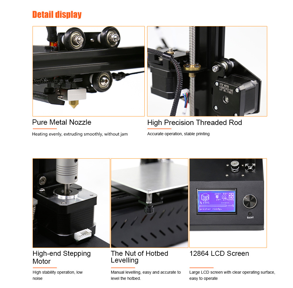 Anet A9 3D Printer Kit LCD Screen 160*160*200mm Printing Size - Black