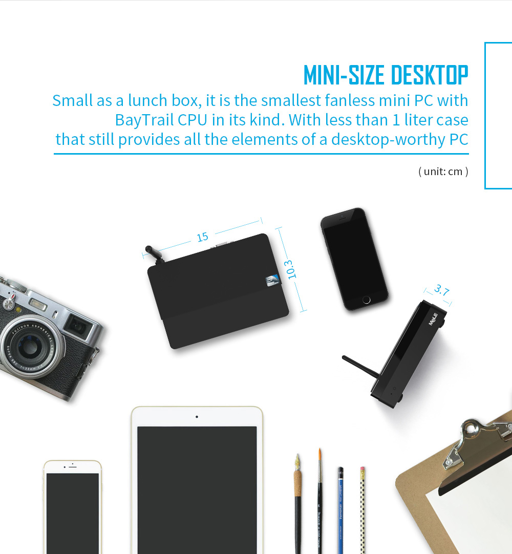 MELE PCG03 Licensed Windows 10 Fanless Desktop Mini PC 2GB/32GB Intel Bay Trail Atom Z3735F HDMI VGA LAN Bluetooth WiFi