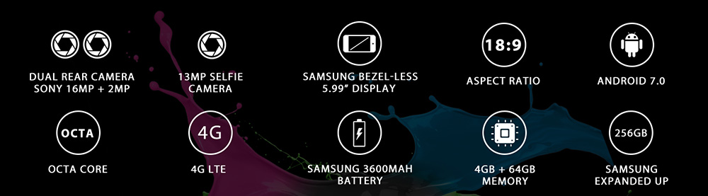 M-horse Pure 2 5.99 Inch Smartphone 18:9 Full Screen 4GB 64GB MT6750T Octa Core Dual Rear Camera Android 7.0 Touch ID - Blue