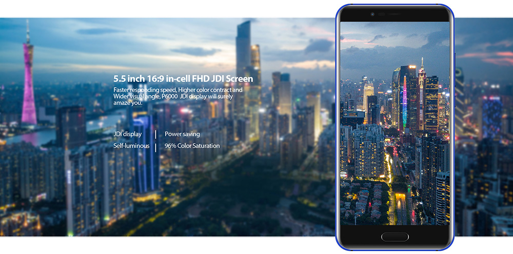 [HK Stock]Blackview P6000 5.5 Inch 4G LTE Smartphone Full Screen 6180mAh Large Battery 6GB 64GB 21.0MP+5.0MP Dual Rear Camera Helio P25 Octa Core Android 7.1 Touch ID + Face ID Quick Charge - Black