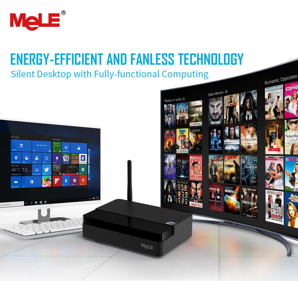 MELE PCG03 Licensed Windows 10 Fanless Desktop Mini PC 2GB/32GB Intel Bay Trail Atom Z3735F HDMI VGA LAN Bluetooth WiFi