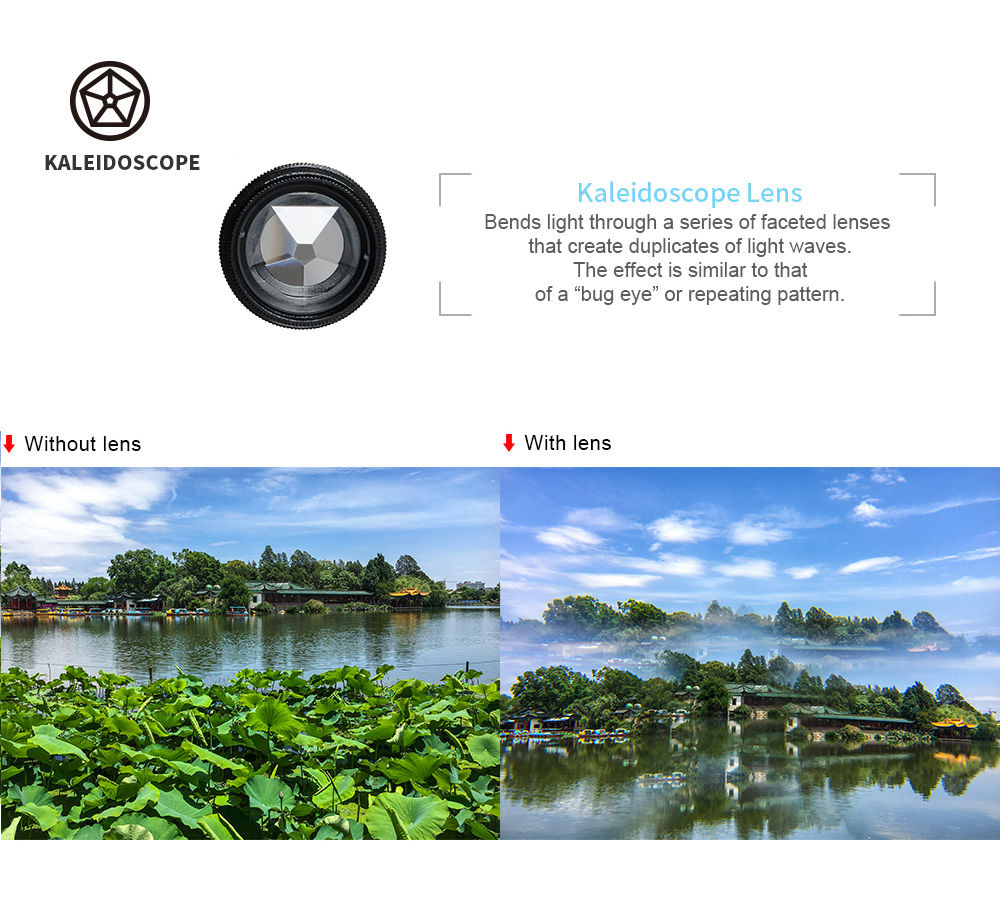 Apexel APL-DG7 7 in 1 Wide Angle + Macro Lens Clip External Phones Camera Lens Kit - Black