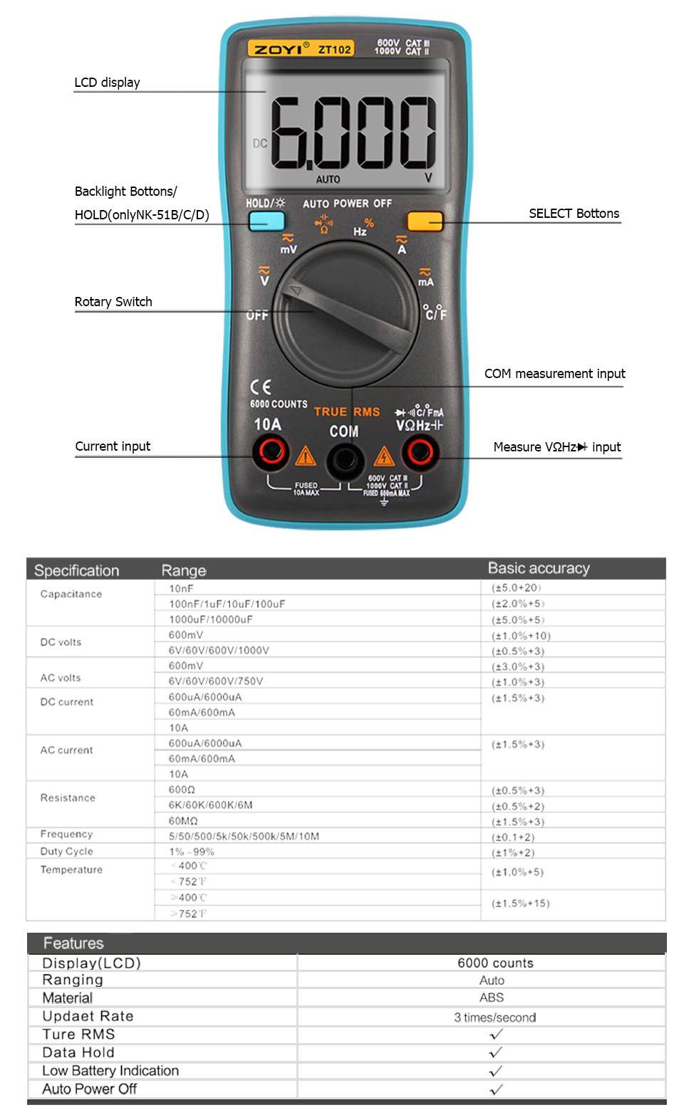 ZOYI ZT102 Digital Multimeter