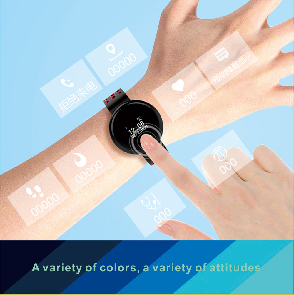 LYNWO I8 Smart Bracelet NRF52832 Chip Blood Oxygen Blood Pressure Monitor IP67 Water Resistant Compatible With Android IOS - Red