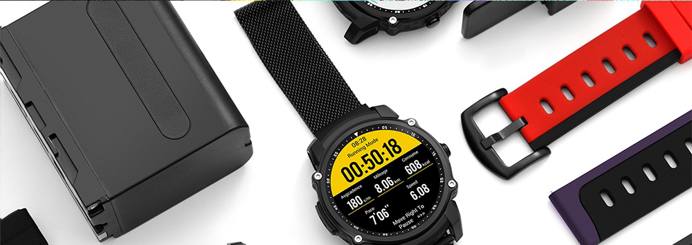 Makibes FS08 Smartwatch GPS Heart Rate Monitor MTK2503 Bluetooth IP68 Water Resistant Compatible with iOS Android  - Black+Gray