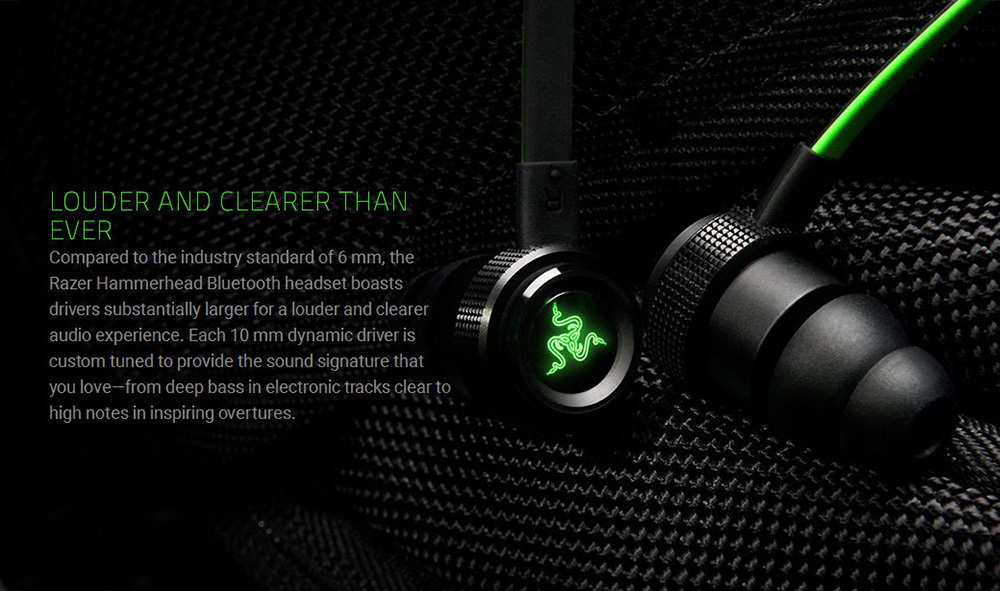 [HK Stock] Razer Hammerhead Bluetooth Wireless Headset with In-line Remote Mic - Green + Black