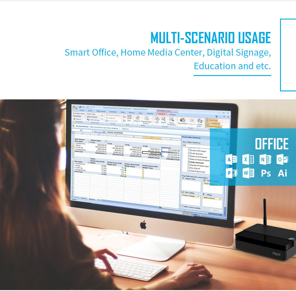 MELE PCG03 Licensed Windows 10 Fanless Desktop Mini PC 2GB/32GB Intel Bay Trail Atom Z3735F HDMI VGA LAN Bluetooth WiFi