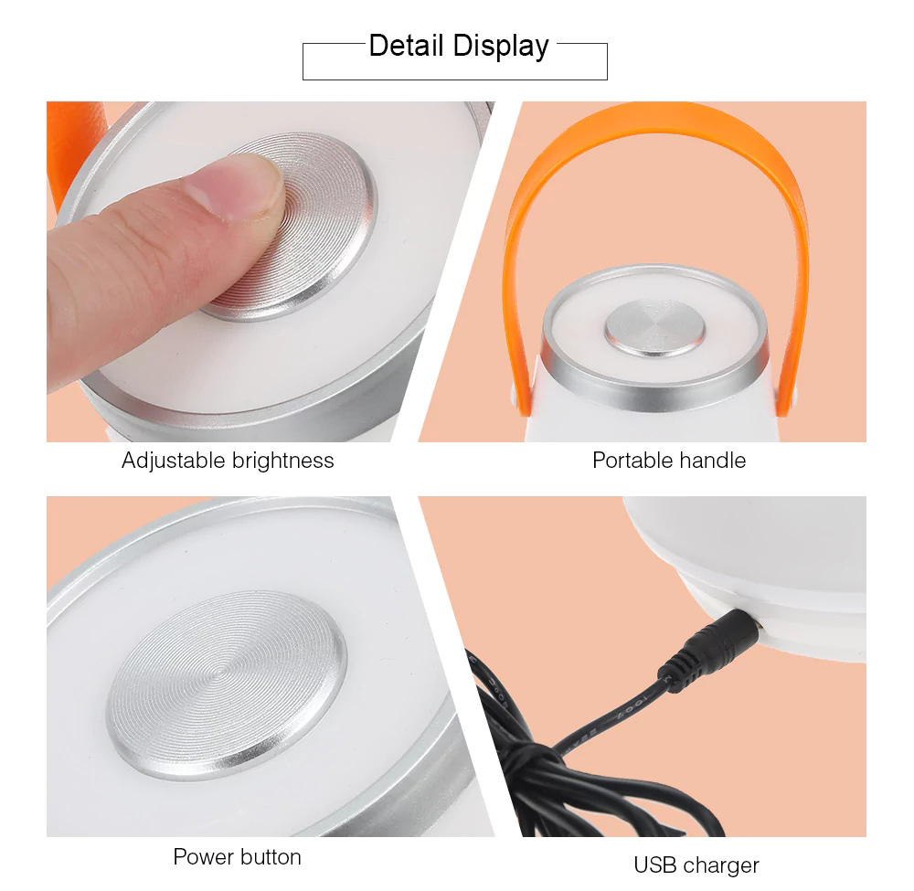 Portable LED Lantern Night Light with Soft Warm White Light Touch Sensor Control Built-in USB Rechargeable Battery -Whit