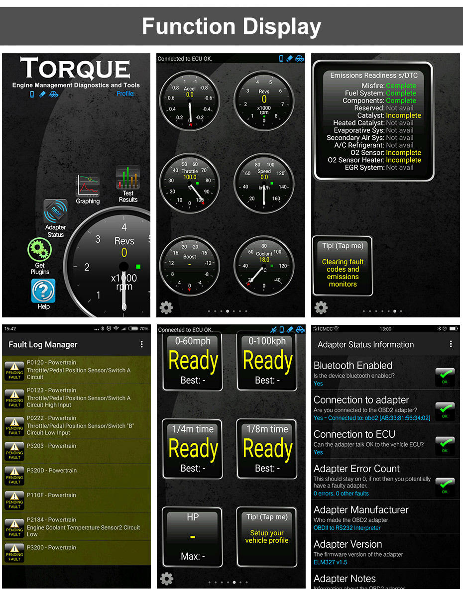 Konnwei KW901 OBD2 Car Bluetooth Scanner ELM327 Car Diagnostic Tool - Black + Red