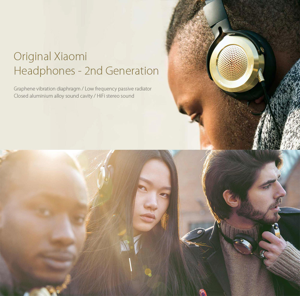Original Xiaomi Foldable HiFi Stereo Headphones with Headband / Low Impedance / Music Phone Call / Noise Reduction Function for Phone Tablet PC - Golden