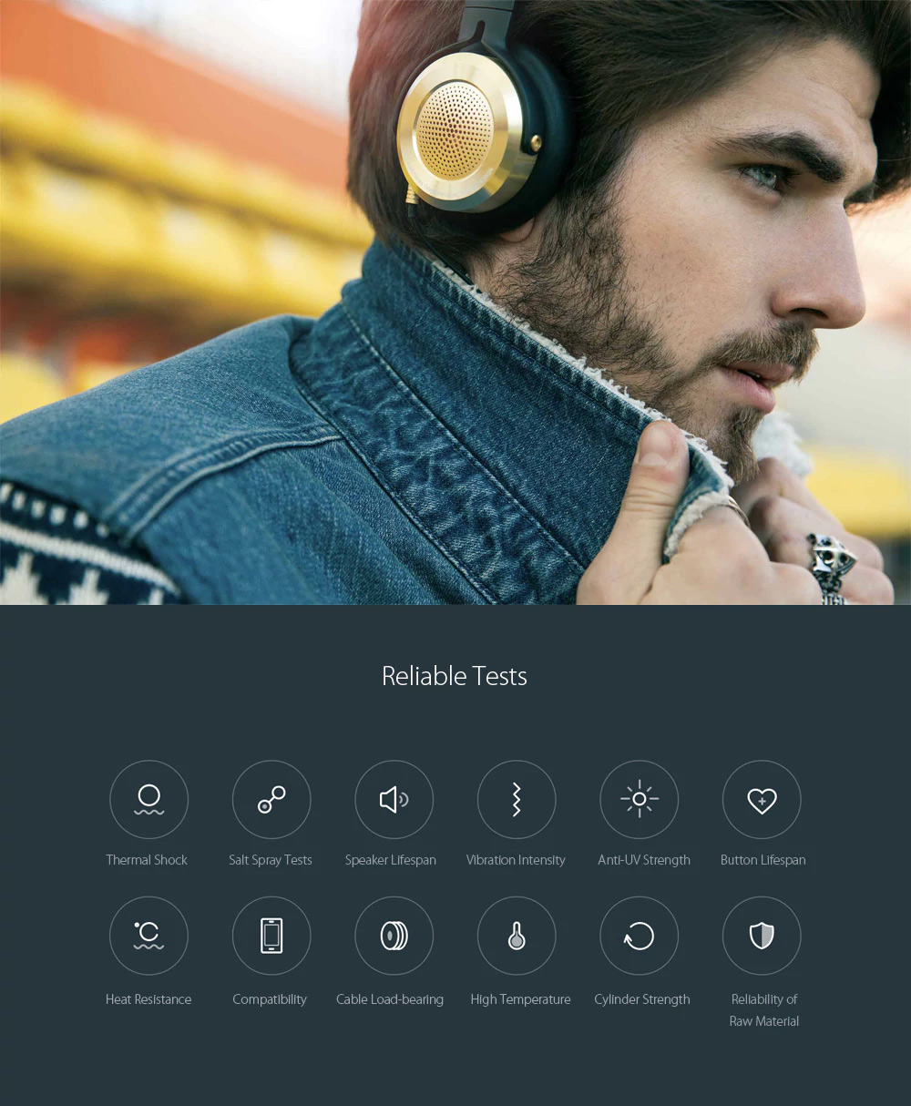 Original Xiaomi Foldable HiFi Stereo Headphones with Headband / Low Impedance / Music Phone Call / Noise Reduction Function for Phone Tablet PC - Golden