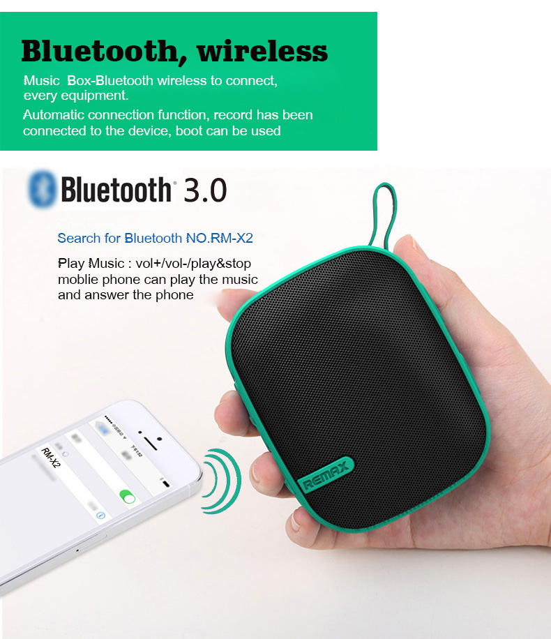 Remax RB-X2 Bluetooth Speaker with Mic FM Radio TF Port HD Music - Green