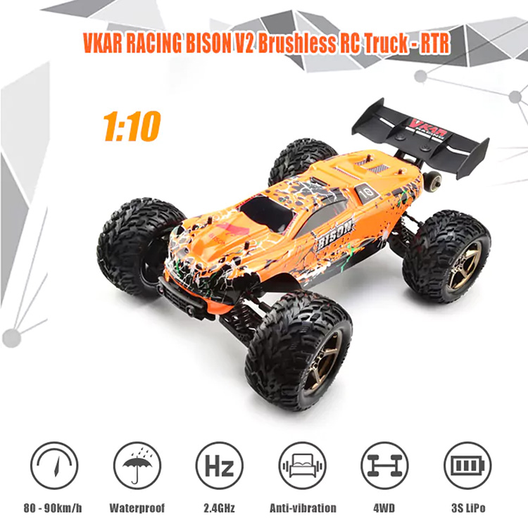 VKAR RACING BISON V2 2.4G 1:10 4WD Brushless Off-road with HOBBYWING 120A ESC RC Car RTR - Orange