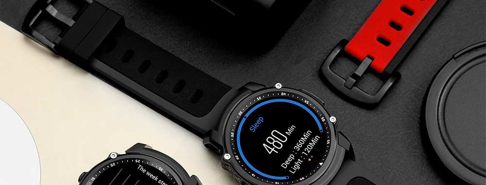 Makibes FS08 Smartwatch GPS Heart Rate Monitor MTK2503 Bluetooth IP68 Water Resistant Compatible with iOS Android  - Black+Gray