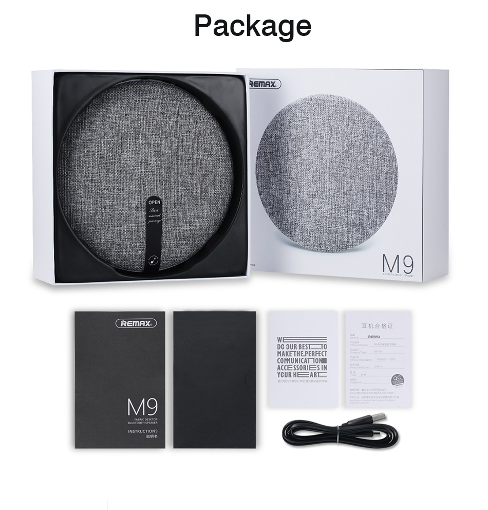 REMAX RB-M9 Fabric Wireless Bluetooth Speaker 3.5Wx2 Stereo HiFi - Gray