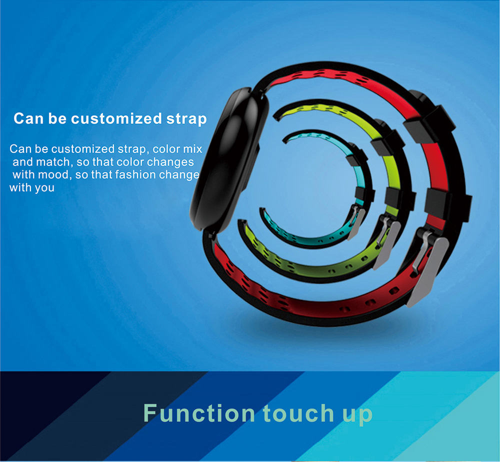 LYNWO I8 Smart Bracelet NRF52832 Chip Blood Oxygen Blood Pressure Monitor IP67 Water Resistant Compatible With Android IOS - Red