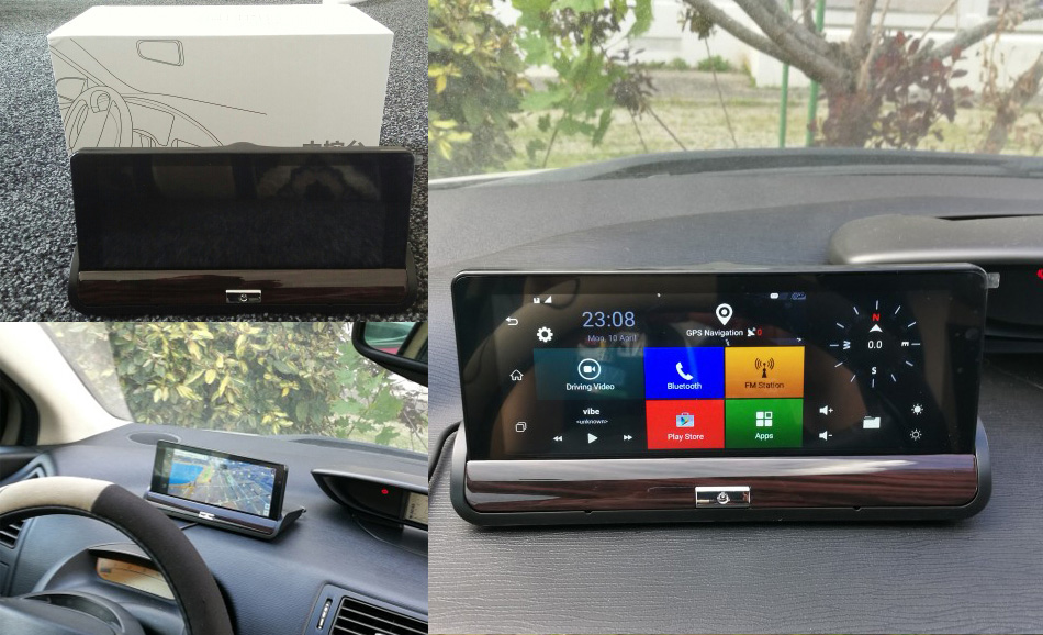 V40 MTK6582 7 Inch 3G Dash Camera FHD 1080P WiFi Android 5.0 GPS Rear-mirror DVR 140 Degree FOV Dual Lens - Black