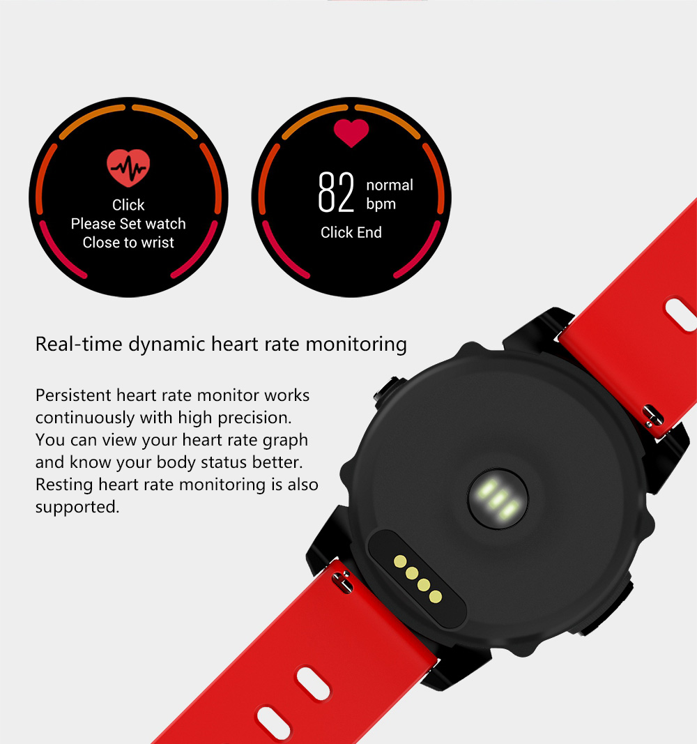 Makibes FS08 Smartwatch GPS Heart Rate Monitor MTK2503 Bluetooth IP68 Water Resistant Compatible with iOS Android  - Black+Gray